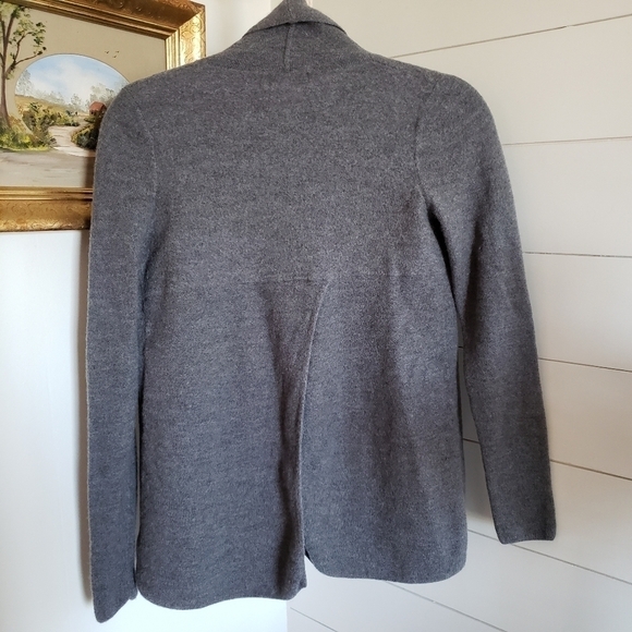 Adrienne Vittadini 100% Extra Fine Merino Wool Grey Open Front Cardigan Small - Picture 4 of 4